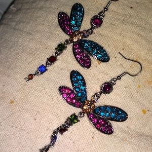Crystal Dragonfly Pierced Earrings